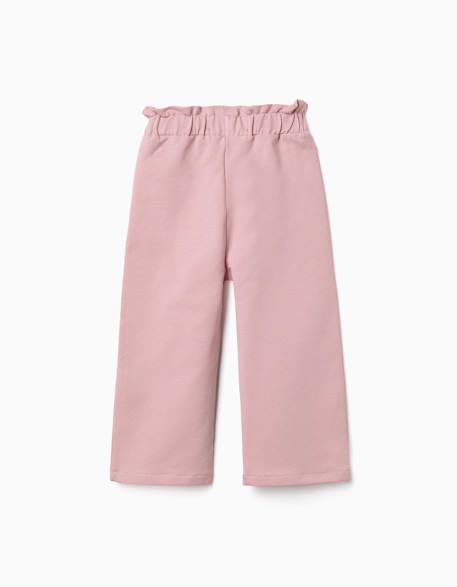Pantalon à jambe large en molleton avec taille élastique Rose clair 2 - vertbaudet enfant 