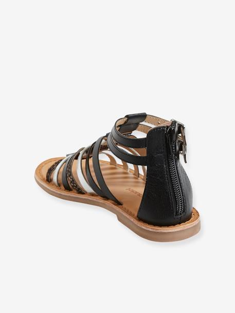 Sandales cuir fille esprit spartiates noir+or 3 - vertbaudet enfant 