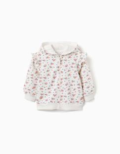 -Sweat zippé en molleton à capuche avec motif floral