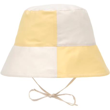Bob anti-uv motif damier jaune pâle et sel marin (3-6 ans) Blanc, jaune 1 - vertbaudet enfant 