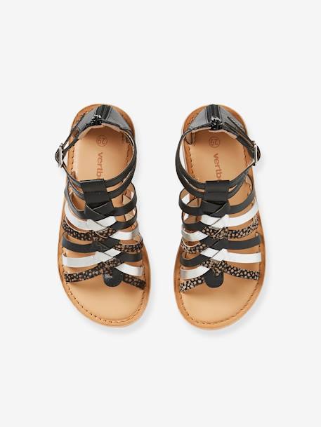 Sandales cuir fille esprit spartiates noir+or 4 - vertbaudet enfant 