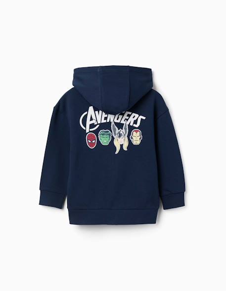 Sweat zippé en coton avec capuche et imprimés avengers Bleu foncé 2 - vertbaudet enfant 