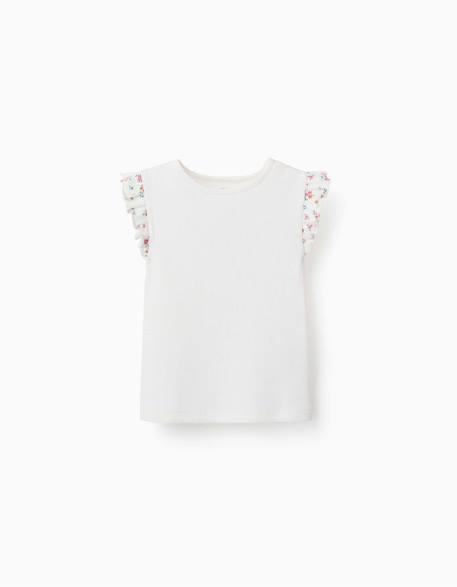 T-shirt en coton côtelé avec manches à volants  - vertbaudet enfant