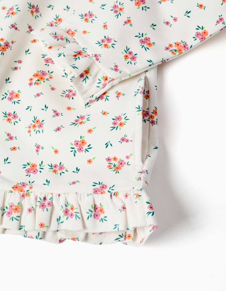 Sweat zippé en molleton à capuche avec motif floral Beige clair 4 - vertbaudet enfant 