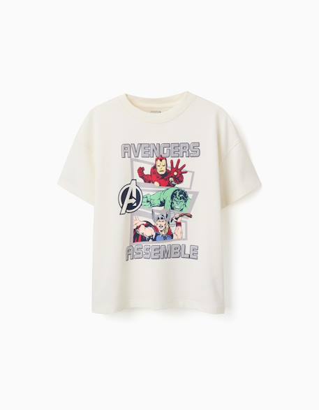 T-shirt en coton avec imprimé avengers Blanc 1 - vertbaudet enfant 