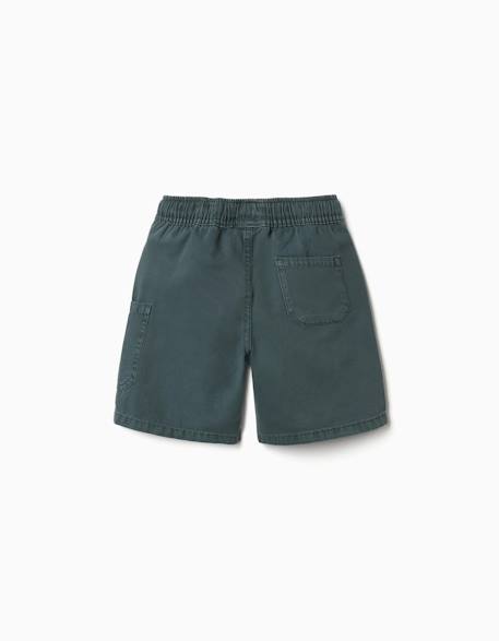 Short midi cargo en coton avec cordon de serrage Beige clair+Vert foncé 6 - vertbaudet enfant 