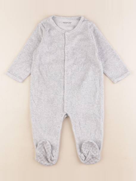 Pyjama velours - 12 mois Gris 1 - vertbaudet enfant 