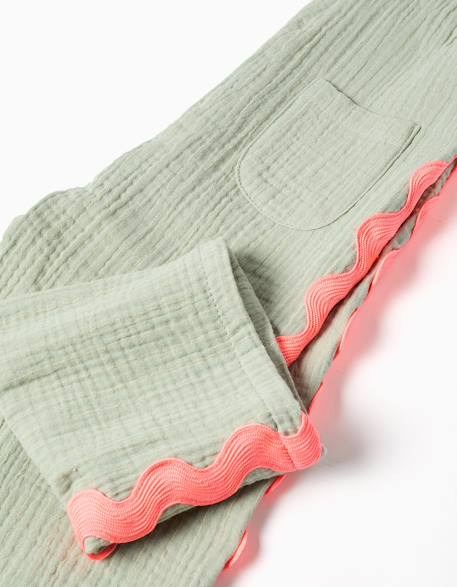 Salopette en coton avec bandes ric rac Vert clair 4 - vertbaudet enfant 
