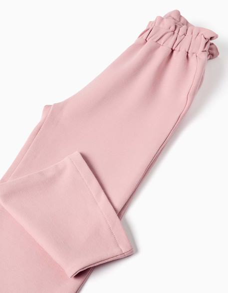 Pantalon à jambe large en molleton avec taille élastique Rose clair 4 - vertbaudet enfant 