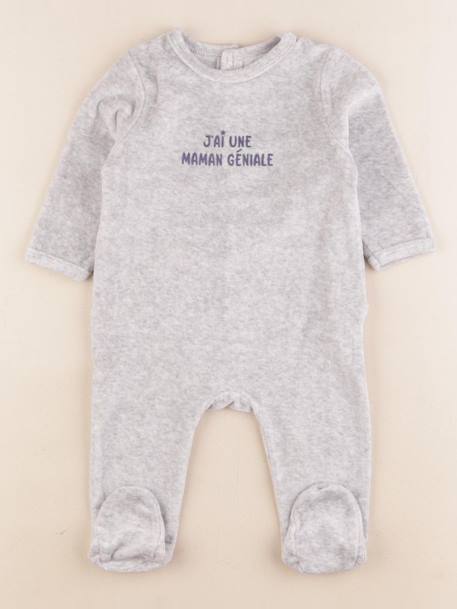 Pyjama velours - 6 mois Gris 1 - vertbaudet enfant 