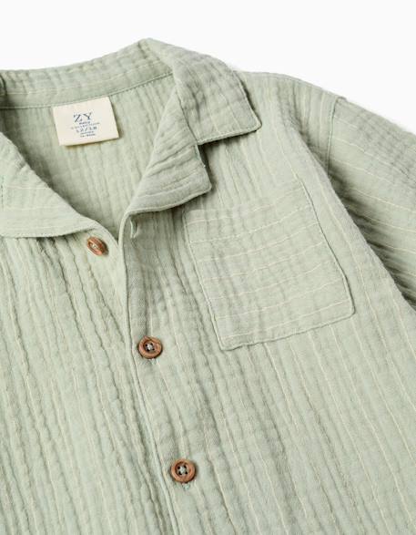 Ensemble chemise et short en coton Vert clair 4 - vertbaudet enfant 