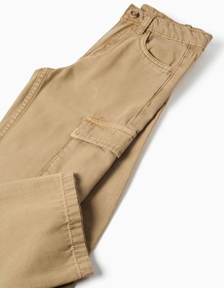 Pantalon en coton à coupe droite avec 5 poches Beige 4 - vertbaudet enfant 