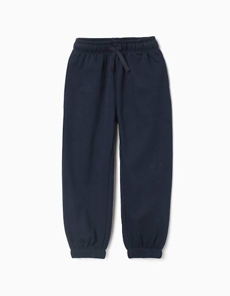 Pantalon de jogging en molleton avec cordon de serrage et poches Bleu foncé 1 - vertbaudet enfant 