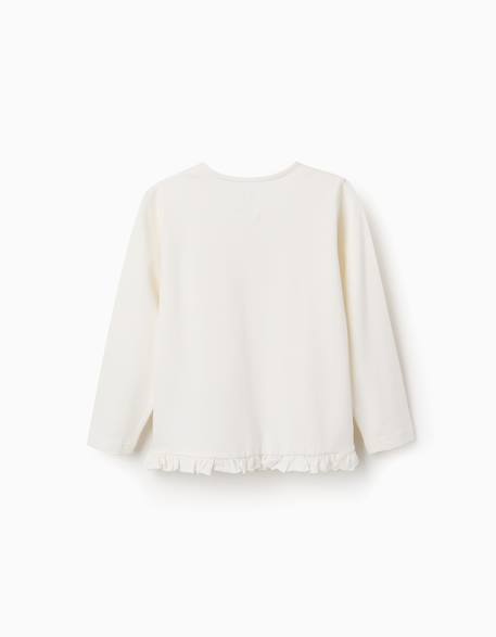 T-shirt en coton à manches longues avec imprimé et ourlet volanté Blanc 2 - vertbaudet enfant 