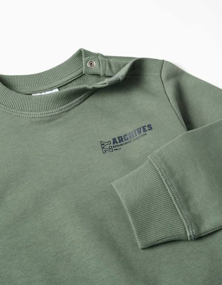 Sweat en coton avec imprimé zy Vert foncé 3 - vertbaudet enfant 