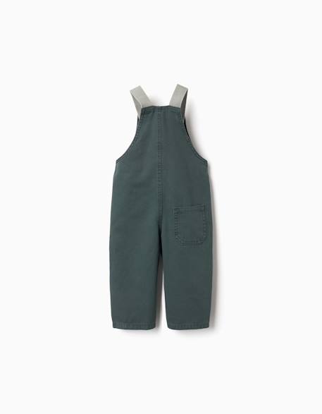Salopette en coton avec poches Vert foncé 2 - vertbaudet enfant 