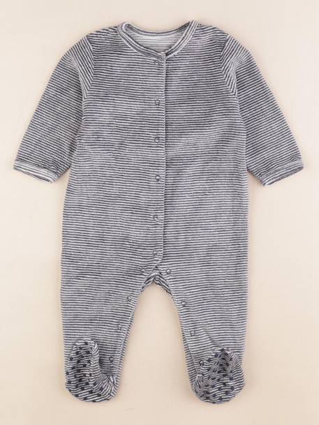 Pyjama velours - 9 mois Blanc, bleu 1 - vertbaudet enfant 