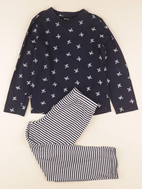 Pyjama coton - 10 ans Bleu, gris 1 - vertbaudet enfant 