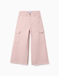 -Pantalon à jambe large en sergé avec poches cargo
