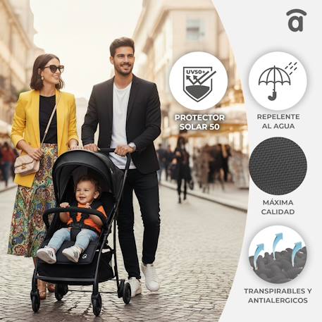 Poussette urbaine légère et compacte milan Noir+Noir et violet 11 - vertbaudet enfant 