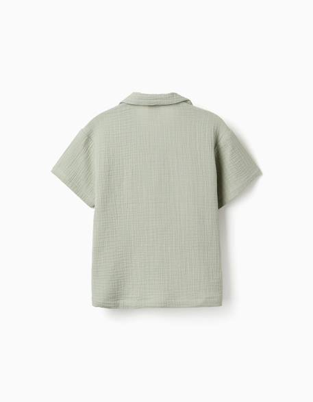 Chemise à manches courtes en coton Vert clair 3 - vertbaudet enfant 