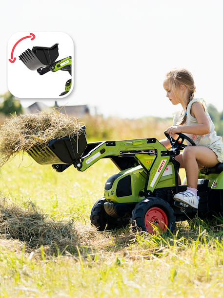 Tractopelle à pédales avec excavatrice arrière, selle pivotante et remorque double essieux basculante Jaune komatsu+Vert claas 8 - vertbaudet enfant 