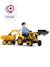 Tractopelle à pédales avec excavatrice arrière, selle pivotante et remorque double essieux basculante Jaune komatsu+Vert claas 2 - vertbaudet enfant 