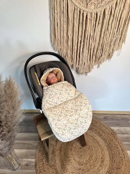 Chancelière pour siège auto bébé SMALL JERSEY HOODED congé+crème forrest+noix de beurre+vert olive 10 - vertbaudet enfant 