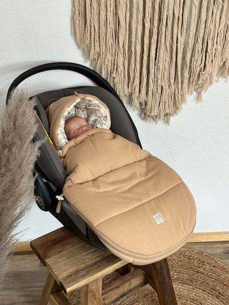 Chancelière pour siège auto bébé SMALL JERSEY HOODED congé+crème forrest+noix de beurre+vert olive 12 - vertbaudet enfant 