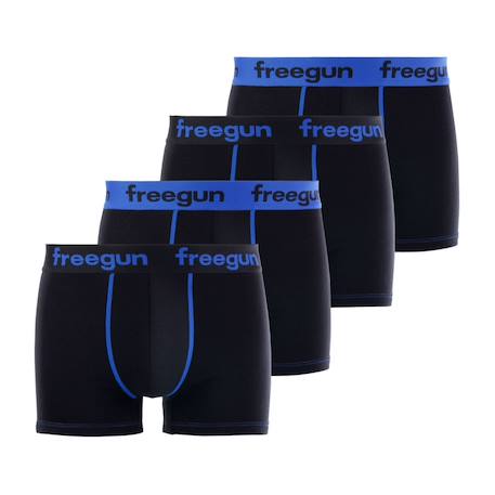Lot de 4 boxers  coton bleu Noir/bleu 1 - vertbaudet enfant 