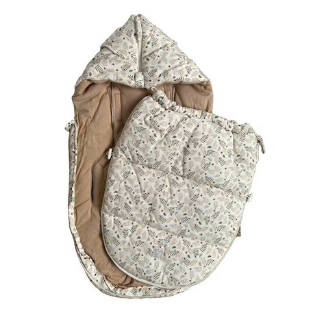 Chancelière pour siège auto bébé SMALL JERSEY HOODED congé+crème forrest+noix de beurre+vert olive 9 - vertbaudet enfant 