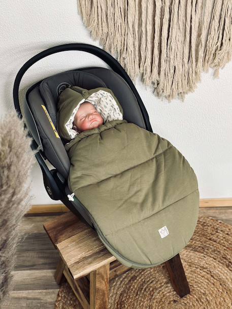 Chancelière pour siège auto bébé SMALL JERSEY HOODED congé+crème forrest+noix de beurre+vert olive 21 - vertbaudet enfant 