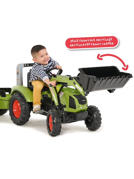Tractopelle à pédales avec remorque Rouge nacré+Vert Claas+Vert vintage 10 - vertbaudet enfant 