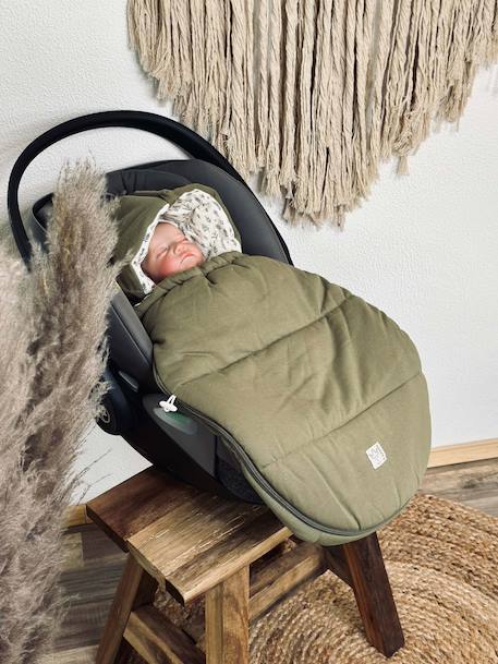 Chancelière pour siège auto bébé SMALL JERSEY HOODED congé+crème forrest+noix de beurre+vert olive 17 - vertbaudet enfant 