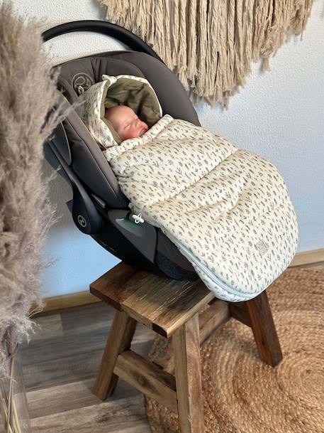 Chancelière pour siège auto bébé SMALL JERSEY HOODED congé+crème forrest+noix de beurre+vert olive 2 - vertbaudet enfant 