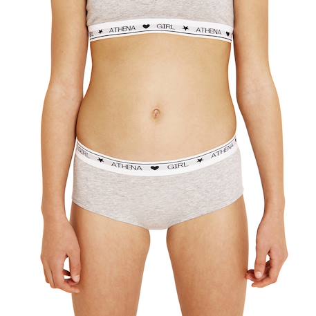 Lot de 2 boxers fille coton ultra doux  fille Blanc-bleu pastel+Blanc-gris chiné 8 - vertbaudet enfant 