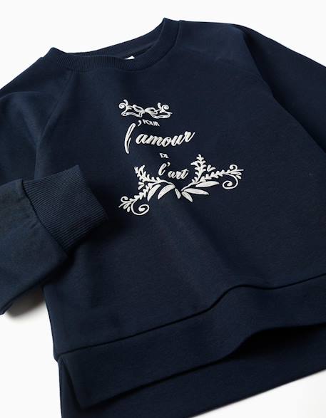 Sweat avec imprimé en relief arts Blanc+Bleu foncé+Rose 6 - vertbaudet enfant 