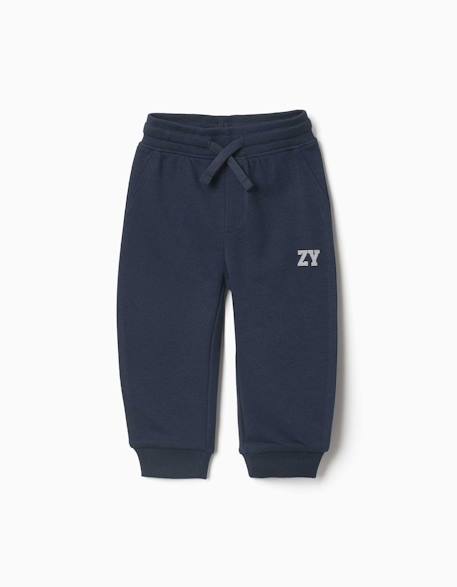 Pantalon de jogging en molleton avec cordon de serrage et imprimé Bleu foncé+Vert foncé 1 - vertbaudet enfant 