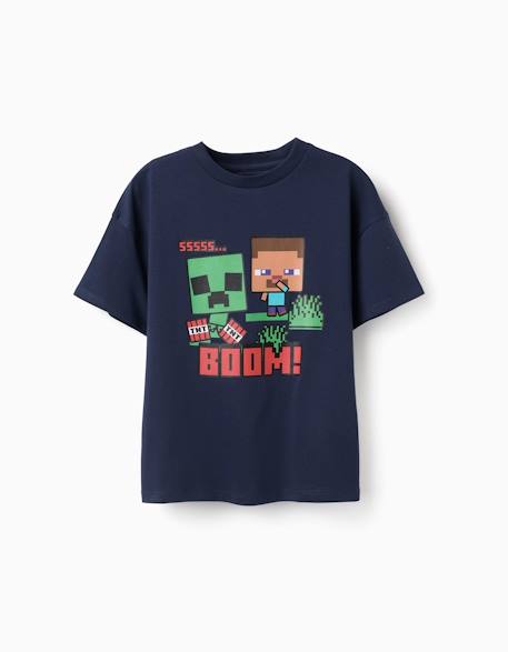 Garçon-T-shirt en coton avec imprimés minecraft