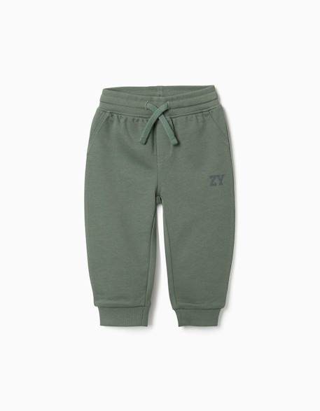 Pantalon de jogging en molleton avec cordon de serrage et imprimé Bleu foncé+Vert foncé 4 - vertbaudet enfant 