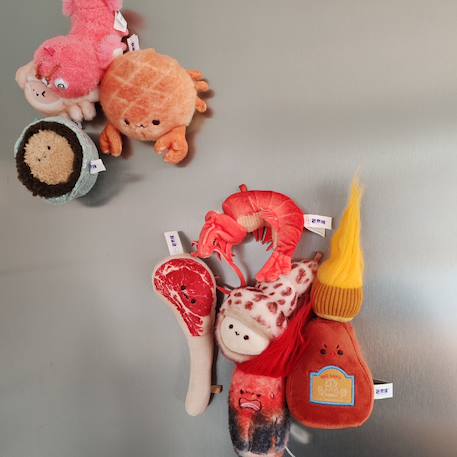 Porte-clé peluche barbecue côtelette (8 cm) Blanc, rouge 4 - vertbaudet enfant 