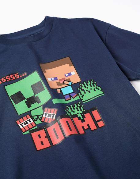 T-shirt en coton avec imprimés minecraft Bleu foncé 3 - vertbaudet enfant 
