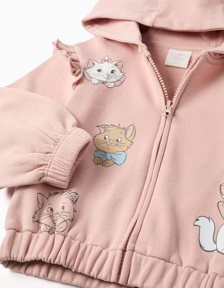 Sweat zippé en coton peigné à capuche et imprimés les aristochats Mauve clair 3 - vertbaudet enfant 