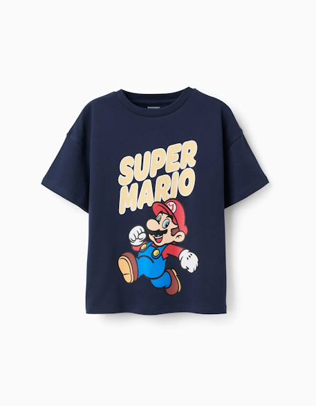 T-shirt en coton avec imprimé super mario Bleu foncé 1 - vertbaudet enfant 