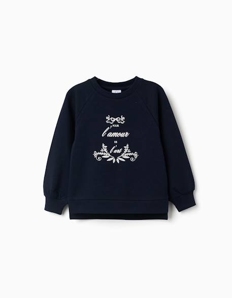 Sweat avec imprimé en relief arts Blanc+Bleu foncé+Rose 4 - vertbaudet enfant 
