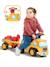 Porteur chantier avec assise ouvrante et volant directionnel avec klaxon, remorque et jeux de sable Jaune JCB+Jaune Volvo 3 - vertbaudet enfant 