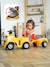 Porteur chantier avec assise ouvrante et volant directionnel avec klaxon, remorque et jeux de sable Jaune JCB+Jaune Volvo 7 - vertbaudet enfant 