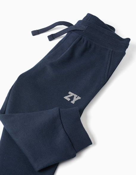 Pantalon de jogging en molleton avec cordon de serrage et imprimé Bleu foncé+Vert foncé 3 - vertbaudet enfant 