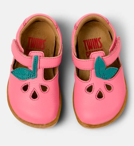 Sandales fille cuir peu cami twins Jaune pastel+Rose pastel 8 - vertbaudet enfant 