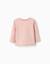 T-shirt en coton à manches longues avec ourlet volanté Blanc+Rose clair 4 - vertbaudet enfant 